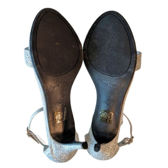PIERRE DUMAS Silver Sparkle Formal Heels 10 Prom - Picture 8 of 10